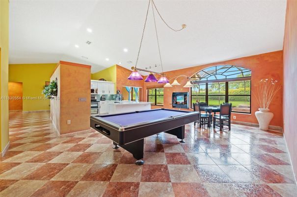 Billiard Table, Dining room, Game Room, Interior, Kitchen, Pendant Lights, Recessed Lighting