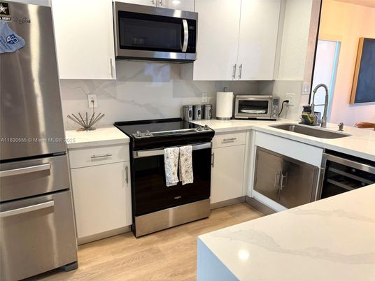 Interior, Kitchen, Stainless Steel Appliances, Wood Texture Flooring