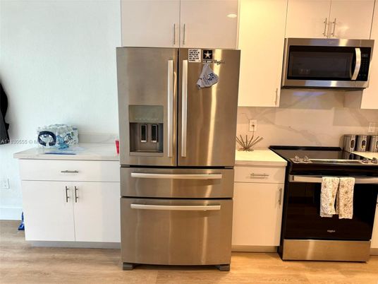 Interior, Kitchen, Stainless Steel Appliances, Wood Texture Flooring