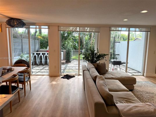 Dining room, Interior, Living room, Recessed Lighting, Wood Texture Flooring