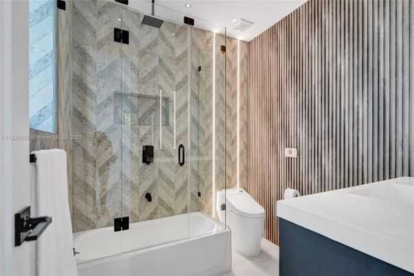 Bathroom, Glass Shower, Interior, Recessed Lighting