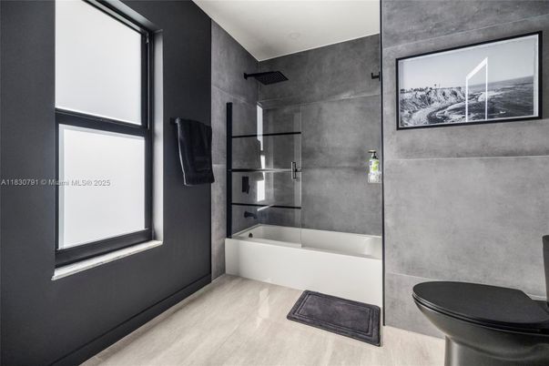 Bathroom, Glass Shower, Interior, Wood Texture Flooring