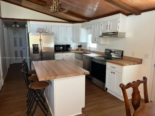 Interior, Kitchen, Stainless Steel Appliances, Wooden Ceilings, Wood Texture Flooring