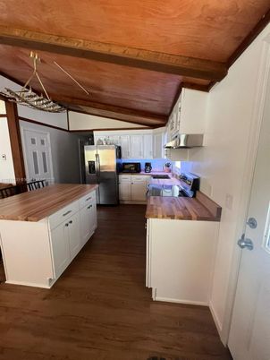 Interior, Kitchen, Stainless Steel Appliances, Wooden Beams, Wooden Ceilings, Wood Texture Flooring