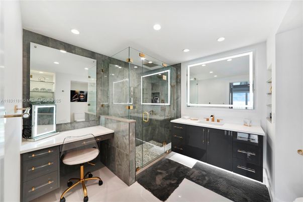 Bathroom, Glass Shower, Interior, Recessed Lighting