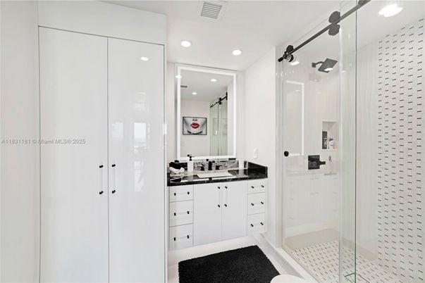 Bathroom, Glass Shower, Interior, Recessed Lighting