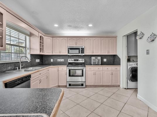 Interior, Kitchen, Recessed Lighting, Stainless Steel Appliances, Washer
