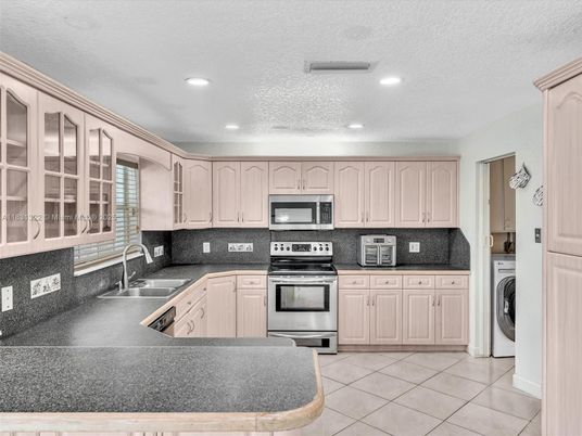Interior, Kitchen, Recessed Lighting, Stainless Steel Appliances, Washer