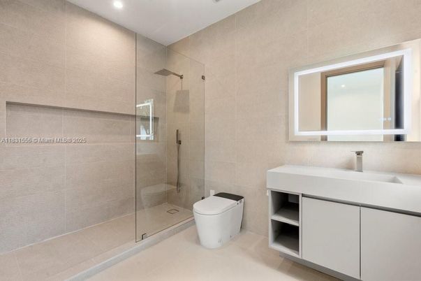 Bathroom, Glass Shower, Interior, Recessed Lighting