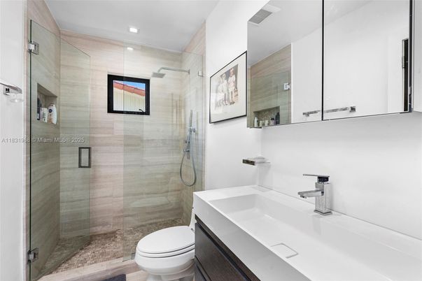 Bathroom, Glass Shower, Interior, Recessed Lighting