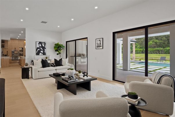 Interior, Kitchen, Living room, Recessed Lighting, Wood Texture Flooring