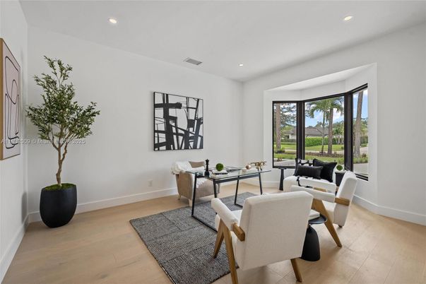 Home Office, Interior, Recessed Lighting, Wood Texture Flooring