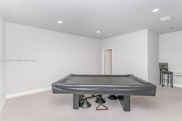 Billiard Table, Game Room, Interior, Recessed Lighting