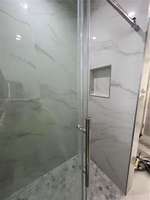 Bathroom, Glass Shower, Interior, Marble Walls, Recessed Lighting