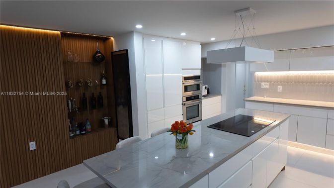Interior, Kitchen, Pendant Lights, Recessed Lighting, Stainless Steel Appliances