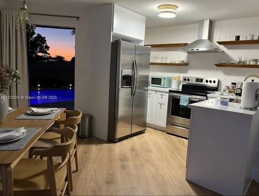 Interior, Kitchen, Stainless Steel Appliances, Wood Texture Flooring