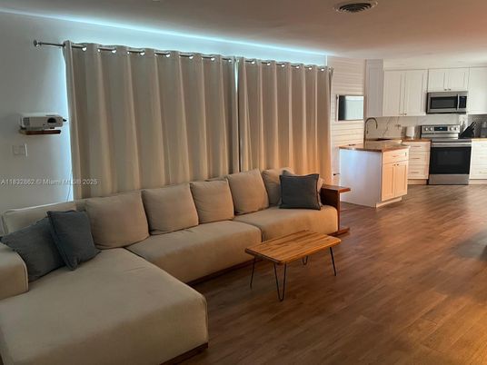 Interior, Kitchen, Living room, Stainless Steel Appliances, Wood Texture Flooring