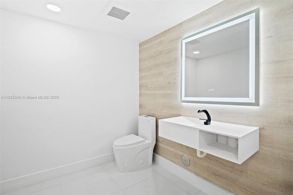 Bathroom, Interior, Recessed Lighting, Wooden Walls