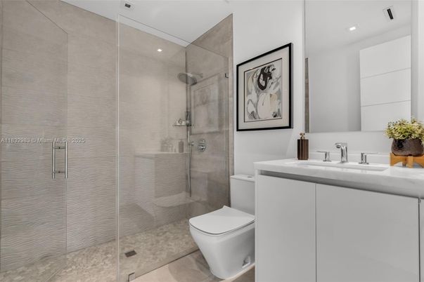 Bathroom, Glass Shower, Interior, Recessed Lighting