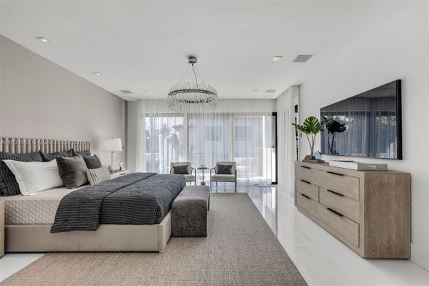 Bedroom, Chandelier, Interior, Recessed Lighting