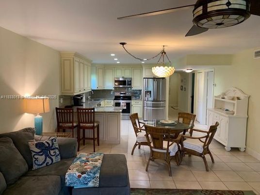 Chandelier, Dining room, Interior, Kitchen, Living room, Pendant Lights, Recessed Lighting, Stainless Steel Appliances