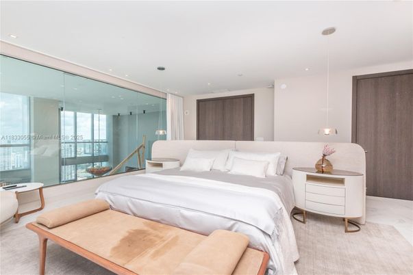 Bedroom, Interior, Marble, Pendant Lights, Recessed Lighting