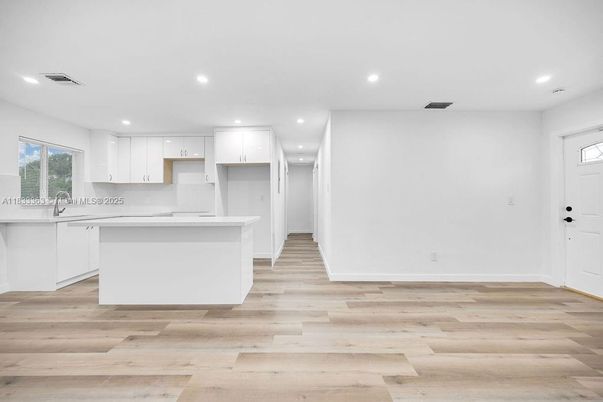 Interior, Kitchen, Recessed Lighting, Wood Texture Flooring