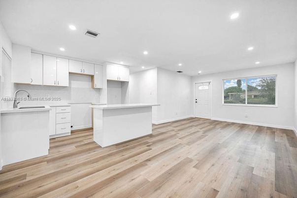 Interior, Kitchen, Recessed Lighting, Wood Texture Flooring