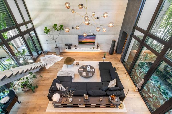 Dining room, Fireplace, Interior, Living room, Pendant Lights, Wood Texture Flooring