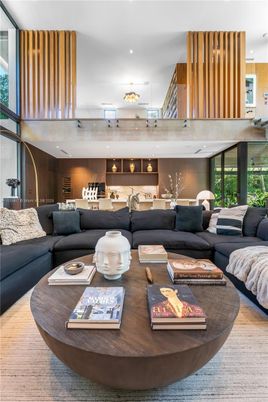 Interior, Living room, Recessed Lighting, Wood Texture Flooring
