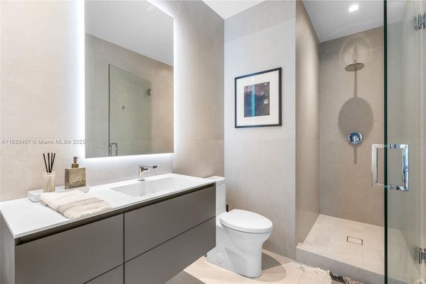 Bathroom, Glass Shower, Interior, Recessed Lighting