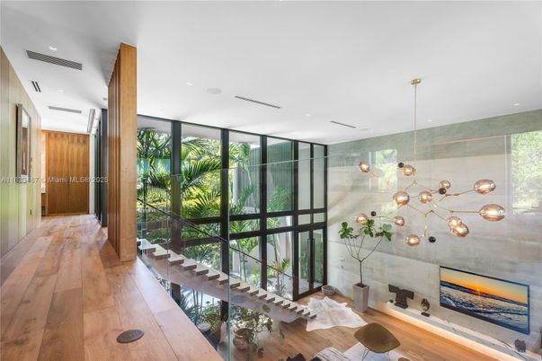 Fireplace, Interior, Pendant Lights, Recessed Lighting, Wood Texture Flooring