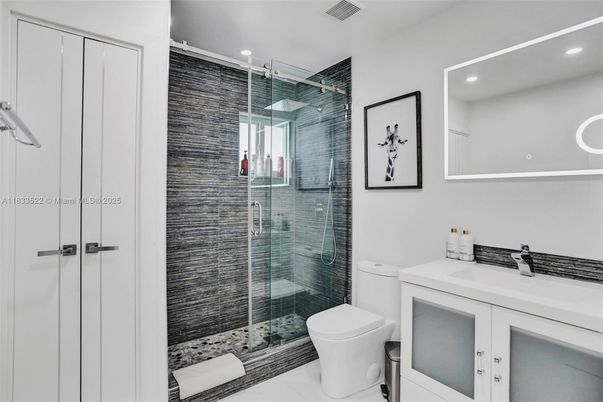 Bathroom, Glass Shower, Interior, Recessed Lighting