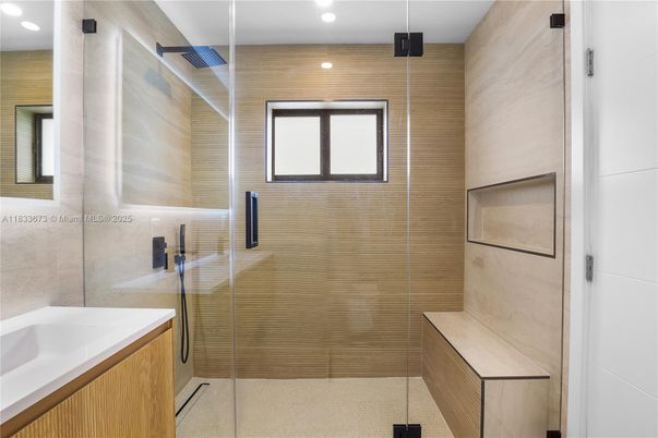 Bathroom, Glass Shower, Interior, Recessed Lighting