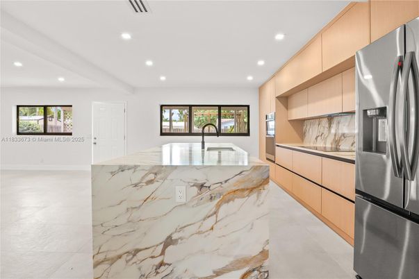 Interior, Kitchen, Marble Walls, Recessed Lighting