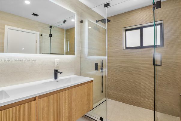 Bathroom, Glass Shower, Interior, Recessed Lighting