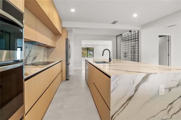 Interior, Kitchen, Marble Walls, Recessed Lighting