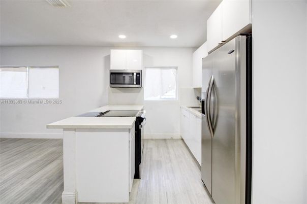 Interior, Kitchen, Recessed Lighting, Wood Texture Flooring