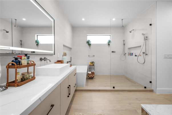 Bathroom, Glass Shower, Interior, Recessed Lighting