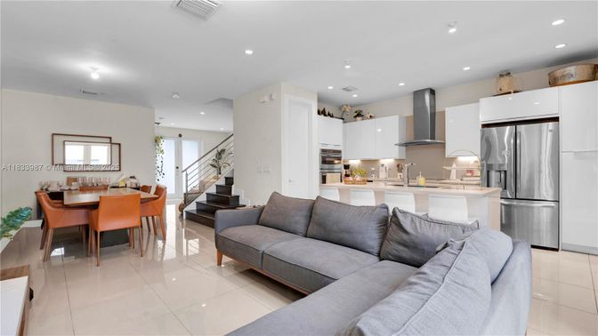 Dining room, Interior, Kitchen, Living room, Recessed Lighting, Stainless Steel Appliances