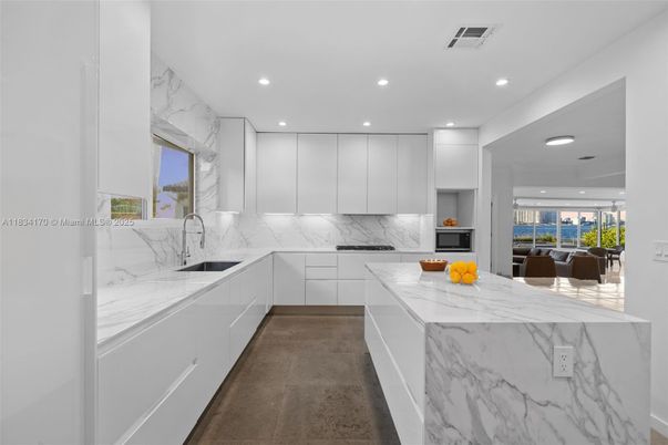 Interior, Kitchen, Marble Walls, Recessed Lighting