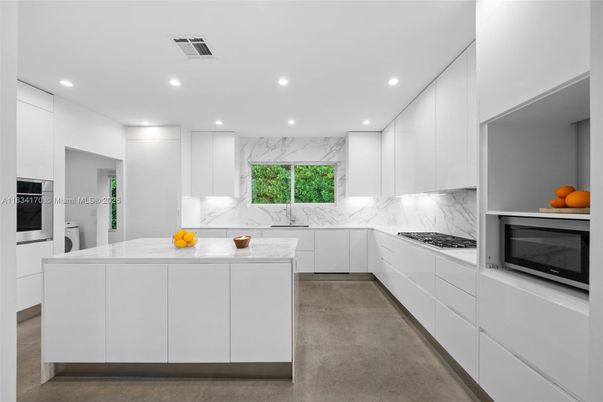 Interior, Kitchen, Marble Walls, Recessed Lighting