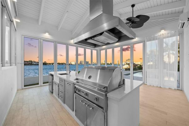 Interior, Kitchen, Stainless Steel Appliances, Water, Wood Texture Flooring