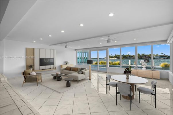 Dining room, Interior, Living room, Marble, Recessed Lighting, Water