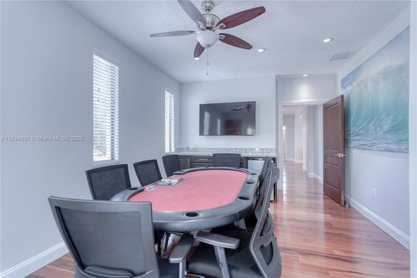 Game Room, Interior, Recessed Lighting, Wood Texture Flooring