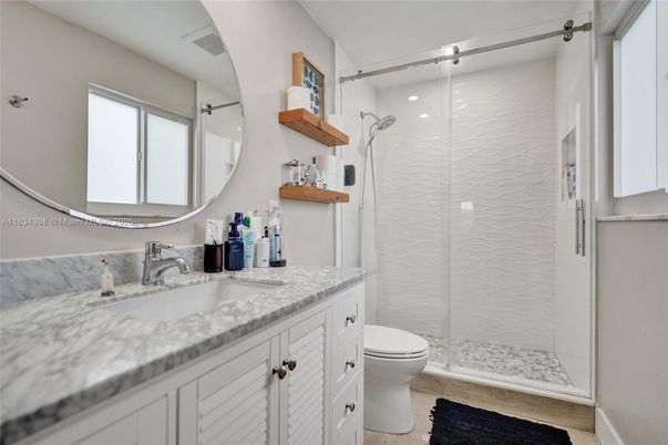 Bathroom, Glass Shower, Interior, Recessed Lighting