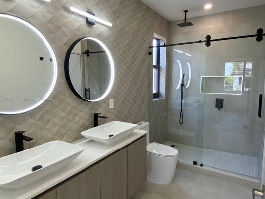 Bathroom, Glass Shower, Interior, Recessed Lighting