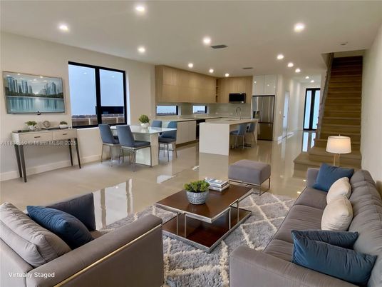 Dining room, Interior, Kitchen, Living room, Recessed Lighting, Stainless Steel Appliances