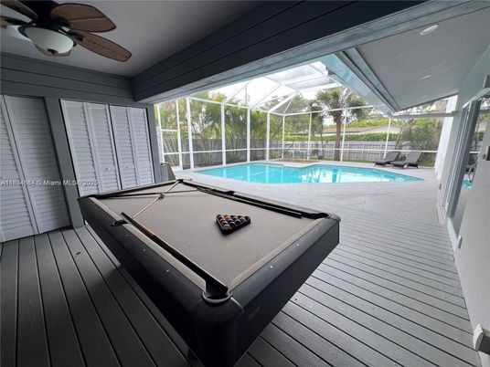Billiard Table, Glass Ceilings, Interior, Pool, Sun Room, Wood Texture Flooring
