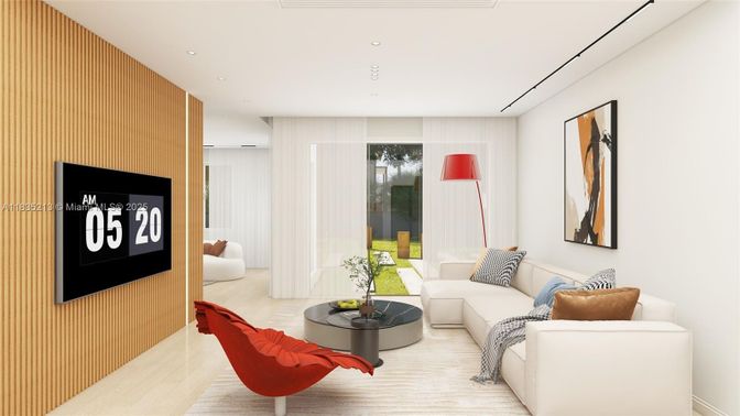 Interior, Living room, Recessed Lighting, Wood Texture Flooring
